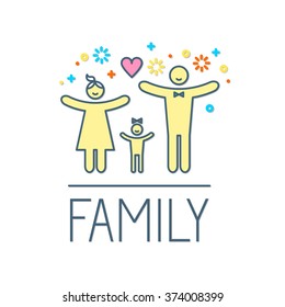 Happy Family Concept. Simple Figures. Logo & Symbol. Vector illustration