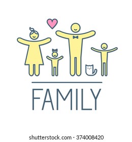 Happy Family Concept. Simple Figures. Logo & Symbol. Vector illustration