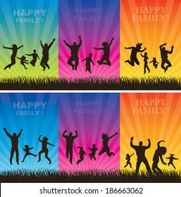 Happy family conceptual backgrounds. Set.