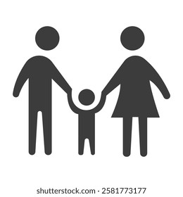 Happy Family Couple Icon Black and White Vector Graphic