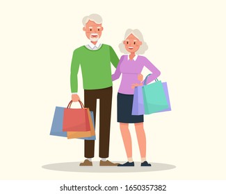 Happy family, couple shopping together character vector design.