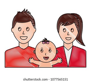 happy family dad mom and baby portrait