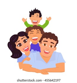 Happy family dad, mom, daughter and son. Vector illustration