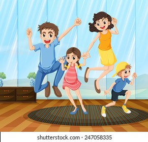 A Happy Family Dancing Inside The House