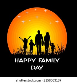 Happy family day with black background. cool vector illustration design