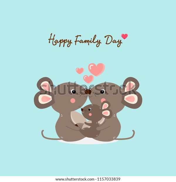 Happy Family Day Card Cute Mom Stock Vector Royalty Free