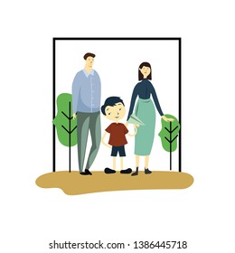 Happy Family Day Cartoon 2 D vector Template Design Illustration