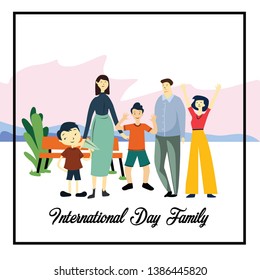 Happy Family Day Cartoon 2 D vector Template Design Illustration