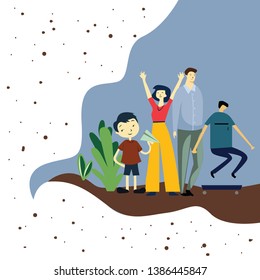 Happy Family Day Cartoon 2 D vector Template Design Illustration