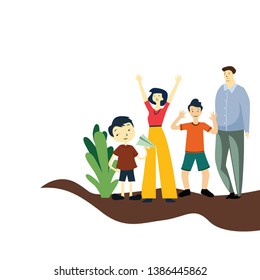 Happy Family Day Cartoon 2 D vector Template Design Illustration