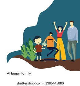 Happy Family Day Cartoon 2 D vector Template Design Illustration