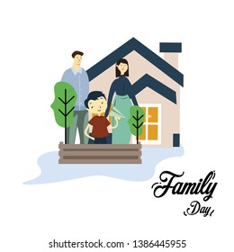 Happy Family Day Cartoon 2 D vector Template Design Illustration