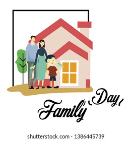 Happy Family Day Cartoon Vector Template Design Illustration