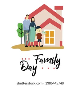 Happy Family Day Cartoon Vector Template Design Illustration