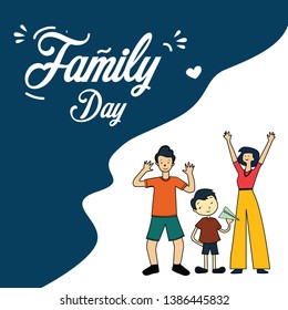 Happy Family Day Cartoon vector Template Design Illustration