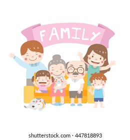 happy family day cartoon vector, illustration 