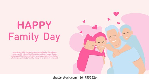 Happy family day flat illustration banner.