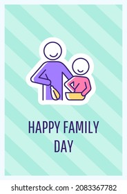 Happy family day greeting card with color icon element. Thanks to best family ever. Postcard vector design. Decorative flyer with creative illustration. Notecard with congratulatory message