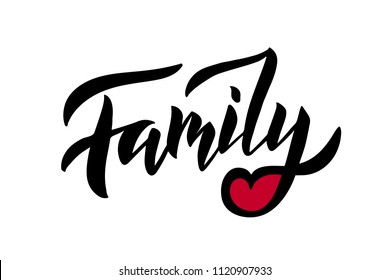 Happy Family Day - hand drawn lettering. Vector illustration on a white background. For banner, gift card, poster, print, flyer.