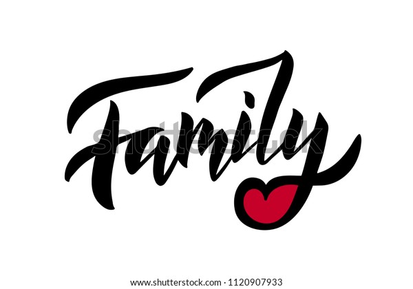 Happy Family Day Hand Drawn Lettering Stock Vector (Royalty Free ...