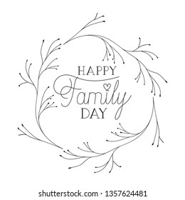 happy family day label isolated icon