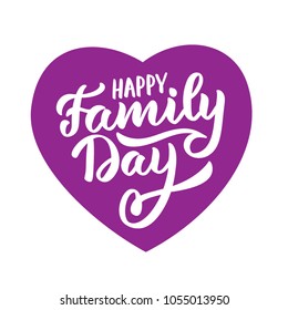 Happy Family Day Typography Handlettering Calligraphy Stock Vector ...