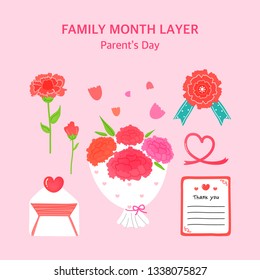 Happy Family Day vector illustration set.	