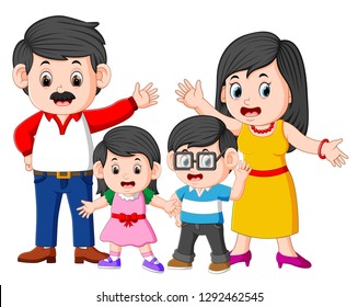 the happy family is doing posing with the good expression
