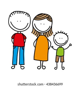 happy family drawing isolated icon design