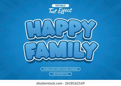 Happy family editable text effect with blue comic background