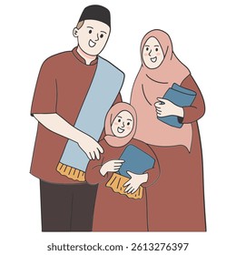 Happy family eid mubarak vector illustration