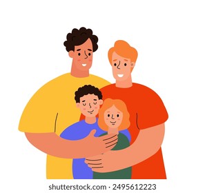 Happy Family Embracing Together in Colorful Attire