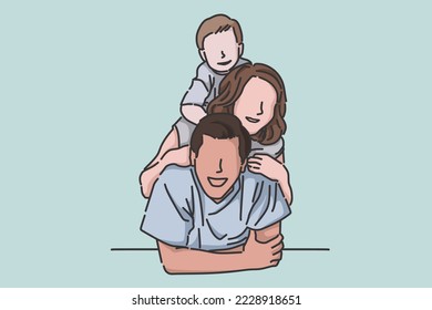 Happy family. Families with children. Flat image