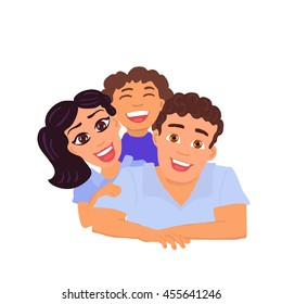 Happy family father, mom and daughter. Vector Illustration