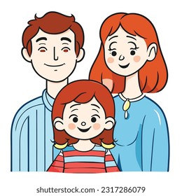 Happy family father, mother and child cute hand drawn pattern vector illustration design line drawing.