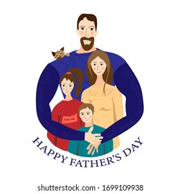 Happy family . Father mother daughter and son together. Vector illustration of a flat design