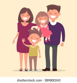 Happy family . Father mother daughter and son together. Vector illustration of a flat design