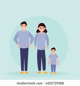 Happy family. Father, mother, son and daughter together. Vector illustration of a flat design