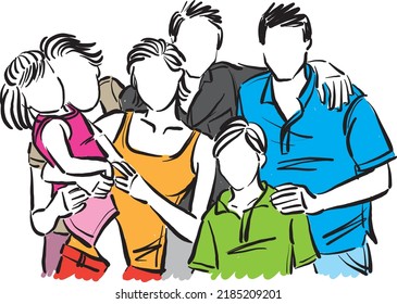 happy family father mother son daughter and grandmother grandfather vector illustration