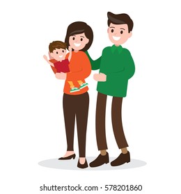 happy family. father , mother and son. cute and lovely parent. vector illustration on white background.