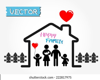 Happy Family (father,mother,infant,son,daughter in happy home)