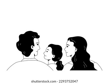 happy family, fathers day, father, cartoon, daughter, black, white, happy, girl, together, support, family, child, parent, isolated, cheering, cheerful, smiling, positive, cute, joy, strength, embraci