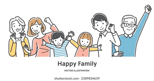 Happy family fist pumping and rejoicing