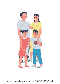 Happy family flat color vector detailed characters. Smiling parents with children. Mother, father with kids. Generations of relatives isolated cartoon illustration for web graphic design and animation