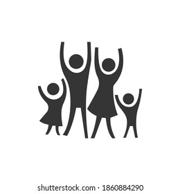 Happy Family Goals Icon Isolated on Black and White Vector Graphic