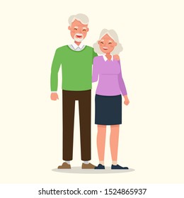 Happy family grandfather and grandmother character vector design.