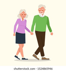 Happy family grandfather and grandmother character vector design. no2