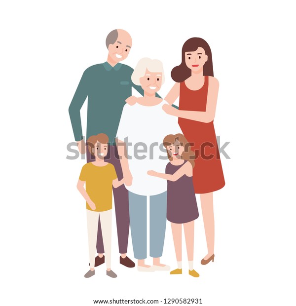 Happy Family Grandfather Grandmother Mother Child Stock Vector (Royalty ...