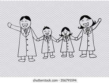 Happy family. Hand drawing illustration