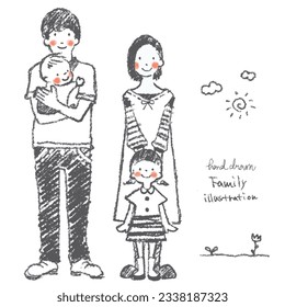 happy family, hand drawn illustration